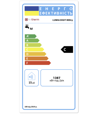 На фото Водонагрівач накопичувальний електричний Hi-therm LUMIA DIGIT 80 DRY